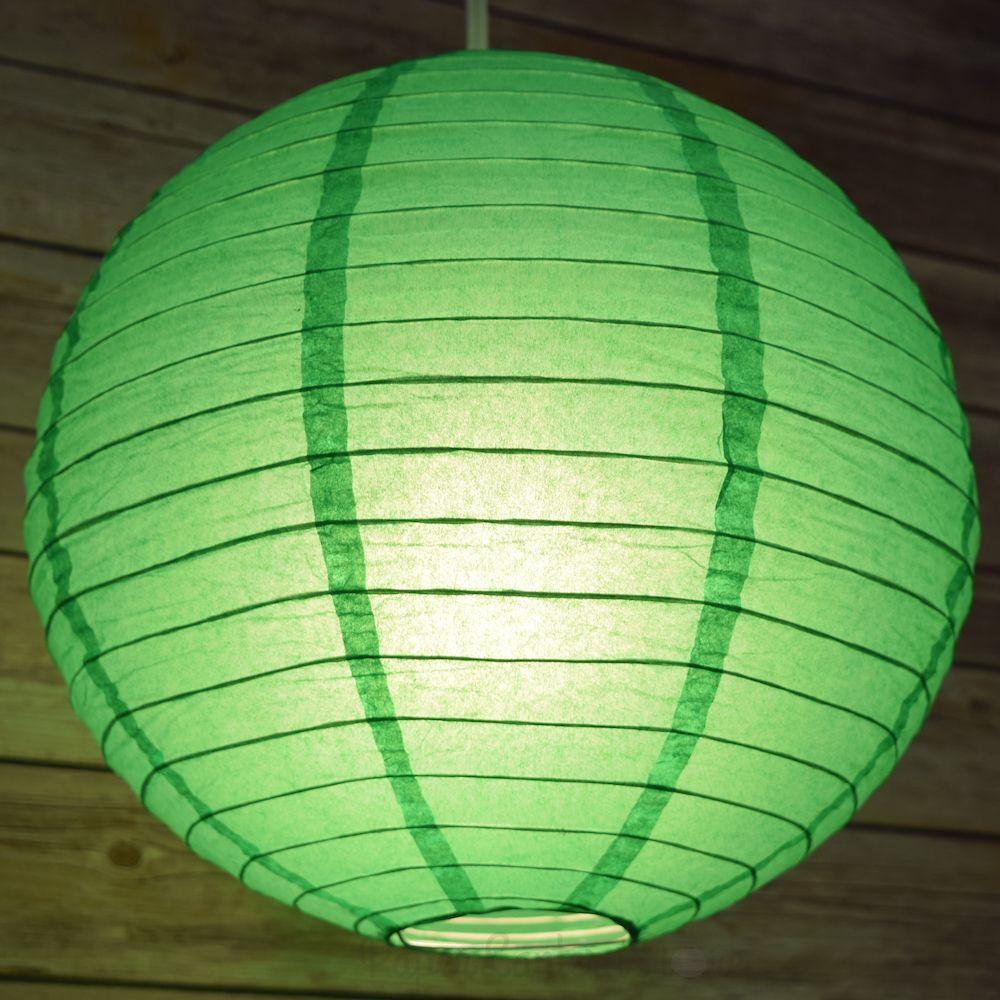4" Emerald Green Round Paper Lantern, Even Ribbing, Hanging Decoration (10 PACK) - AsianImportStore.com - B2B Wholesale Lighting and Decor