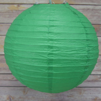 4" Emerald Green Round Paper Lantern, Even Ribbing, Hanging Decoration (10 PACK) - AsianImportStore.com - B2B Wholesale Lighting and Decor