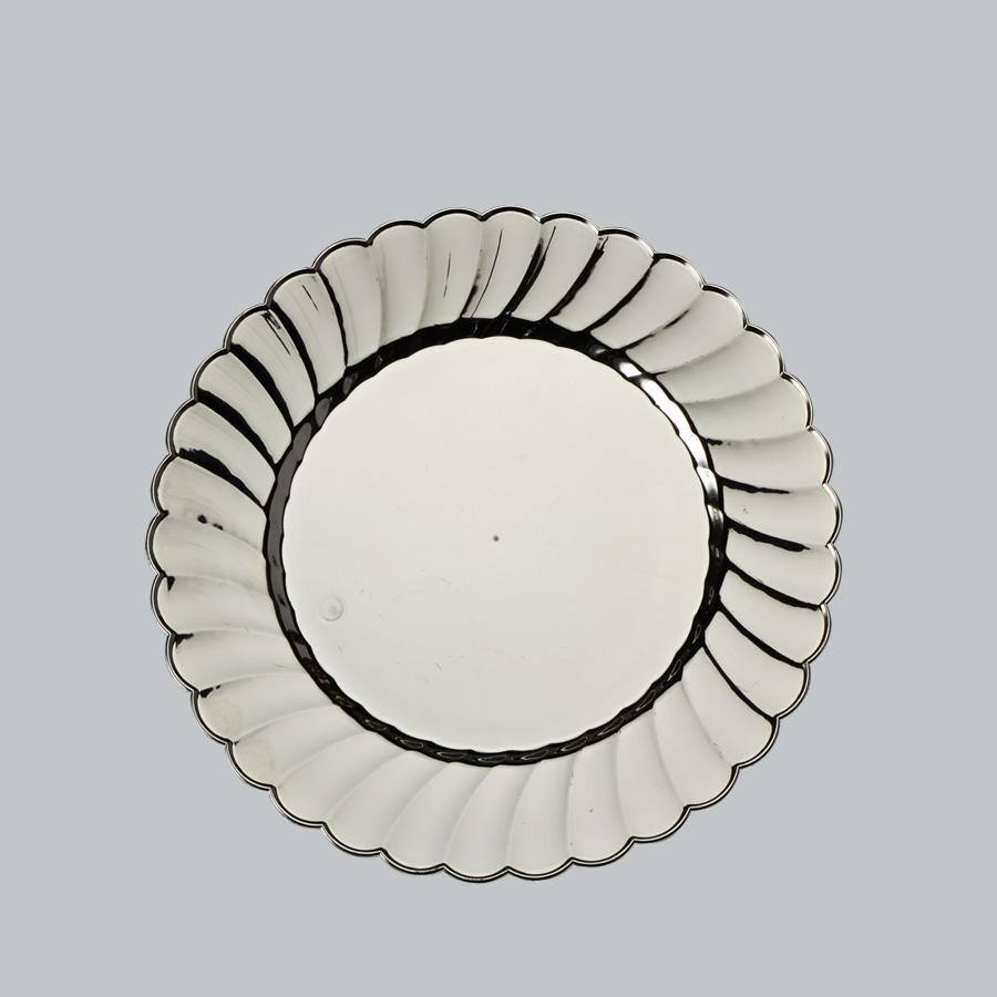  6" Premium Disposable Scalloped Edge Plastic Plate - Translucent Silver (12-PACK) - AsianImportStore.com - B2B Wholesale Lighting and Decor