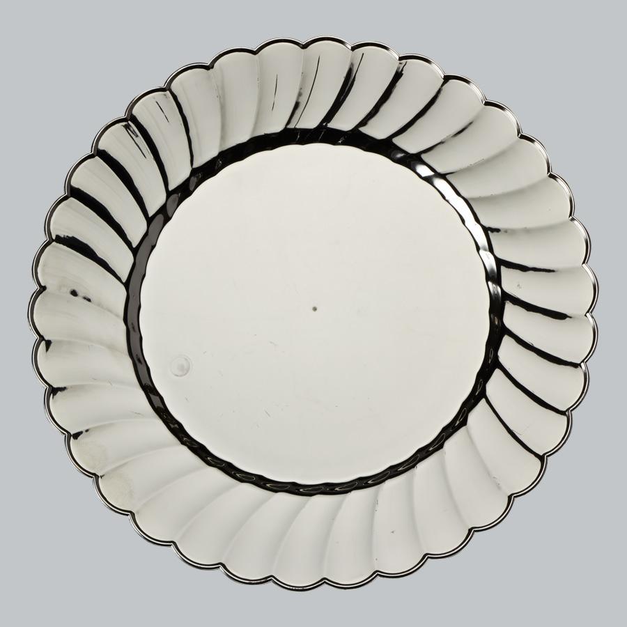  9" Premium Disposable Scalloped Edge Plastic Plate - Translucent Silver (12-PACK) - AsianImportStore.com - B2B Wholesale Lighting and Decor