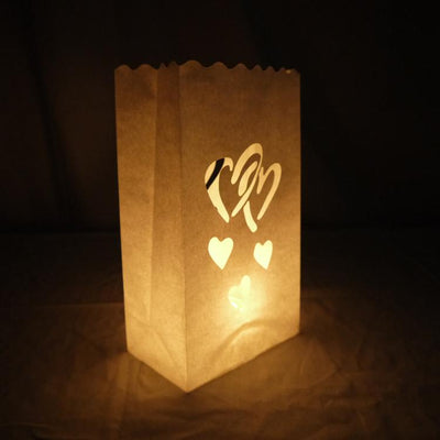 Double Heart Paper Luminaries / Luminary Lantern Bags Path Lighting (10 PACK) - AsianImportStore.com - B2B Wholesale Lighting and Decor
