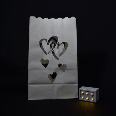 Double Heart Paper Luminaries / Luminary Lantern Bags Path Lighting (10 PACK) - AsianImportStore.com - B2B Wholesale Lighting and Decor