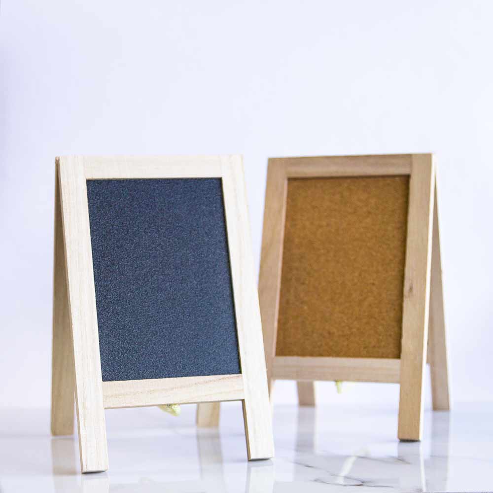  Wooden Double-Sided Chalkboard / Cork Board Easel Stand Table Sign - 7.5 x 4.5 inch - AsianImportStore.com - B2B Wholesale Lighting and Decor