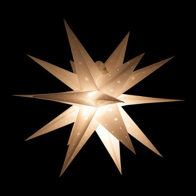 20" White Moravian Weatherproof Star Lantern Lamp, Multi-Point Hanging Decoration (Shade Only)