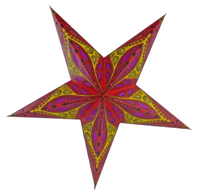 24" Red Exotic Dahlia Paper Star Lantern, Chinese Hanging Wedding & Party Decoration - AsianImportStore.com - B2B Wholesale Lighting and Decor