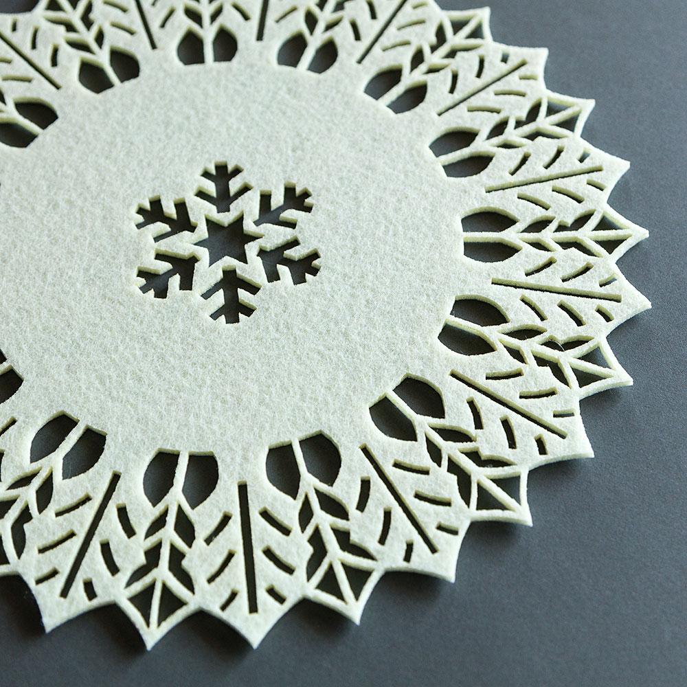 Beige Frozen Snowflake Christmas Holiday Party Felt Fabric Doily 11 Inch - AsianImportStore.com - B2B Wholesale Lighting and Decor