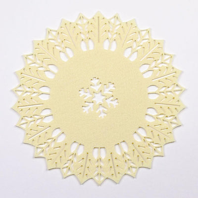 Beige Frozen Snowflake Christmas Holiday Party Felt Fabric Doily 11 Inch - AsianImportStore.com - B2B Wholesale Lighting and Decor