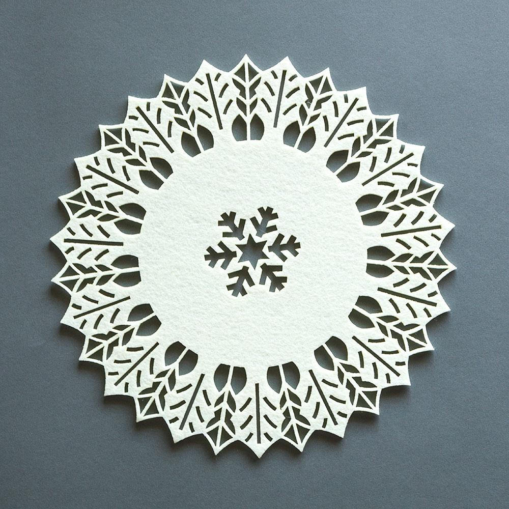 Beige Frozen Snowflake Christmas Holiday Party Felt Fabric Doily 11 Inch - AsianImportStore.com - B2B Wholesale Lighting and Decor