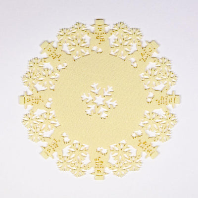 Beige Snowman Snowflake Christmas Holiday Party Felt Fabric Doily, 11 Inch - AsianImportStore.com - B2B Wholesale Lighting and Decor
