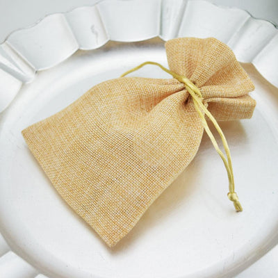 5 x 7" Burlap Style Fabric Favor Gift Pouch / Goodie Bag w/ Satin Pull String (6-PACK) - AsianImportStore.com - B2B Wholesale Lighting and Decor