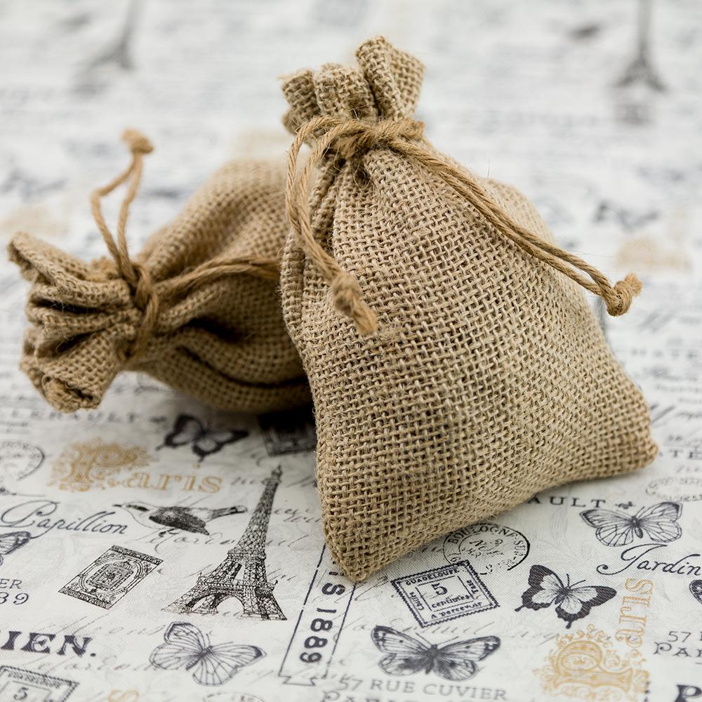  4 x 6" Burlap Style Fabric Favor Gift Pouch / Goodie Bag w/ Jute Pull String - AsianImportStore.com - B2B Wholesale Lighting and Decor