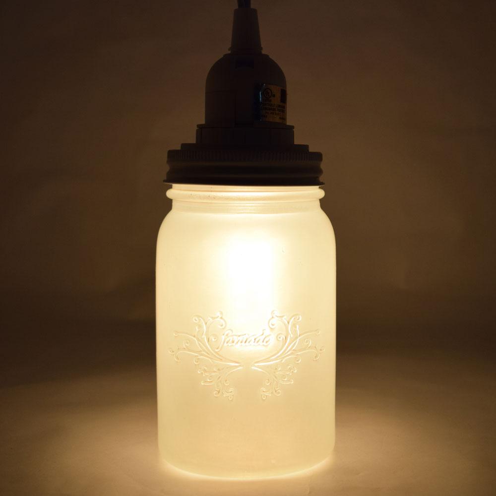  Fantado Frosted Pearl White Mason Jar Pendant Light Kit, Wide Mouth, Clear Cord, 15FT - AsianImportStore.com - B2B Wholesale Lighting and Decor
