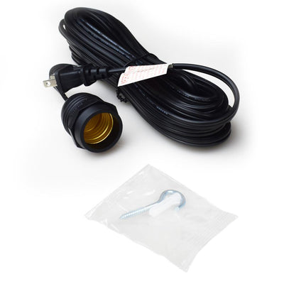 Extra Long 25FT Single Socket Black Weatherproof Outdoor Pendant Light Lamp Cord - Electrical Swag Light Kit - AsianImportStore.com - B2B Wholesale Lighting and Decor