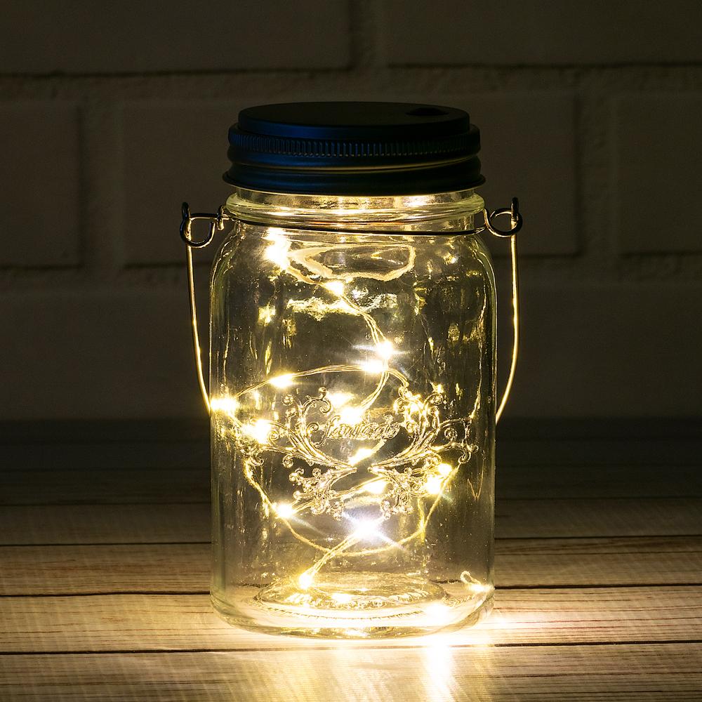 Fantado Regular Mouth Clear Mason Jar w/ Hanging Warm White LED Fairy Light Kit (Battery Powered) - AsianImportStore.com - B2B Wholesale Lighting and Decor