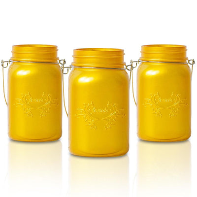 (24-Pack Master Case) Fantado Regular Mouth Frosted Yellow Gold Color Mason Jar w/ Handle, 16oz / 1 Pint - AsianImportStore.com - B2B Wholesale Lighting and Decor