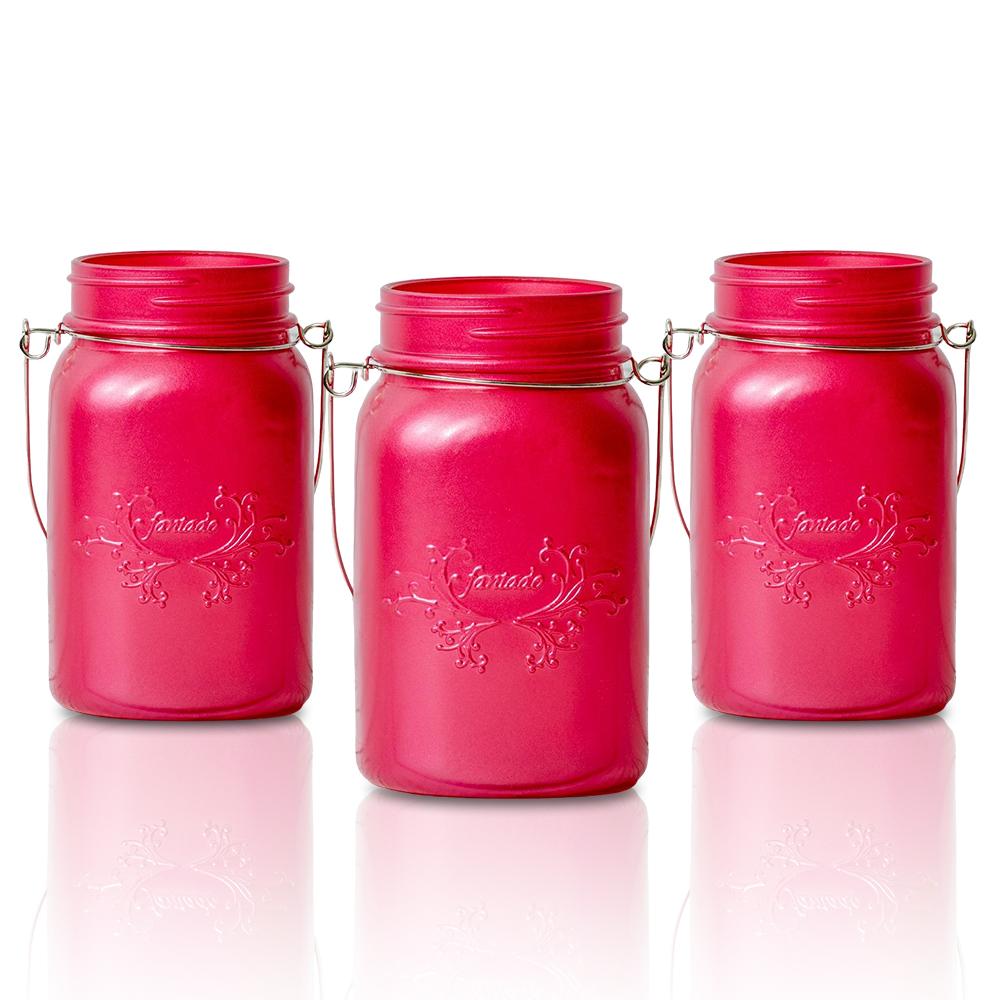  (24-Pack Master Case) Fantado Regular Mouth Frosted Fuchsia / Hot Pink Color Mason Jar w/ Handle, 16oz / 1 Pint - AsianImportStore.com - B2B Wholesale Lighting and Decor