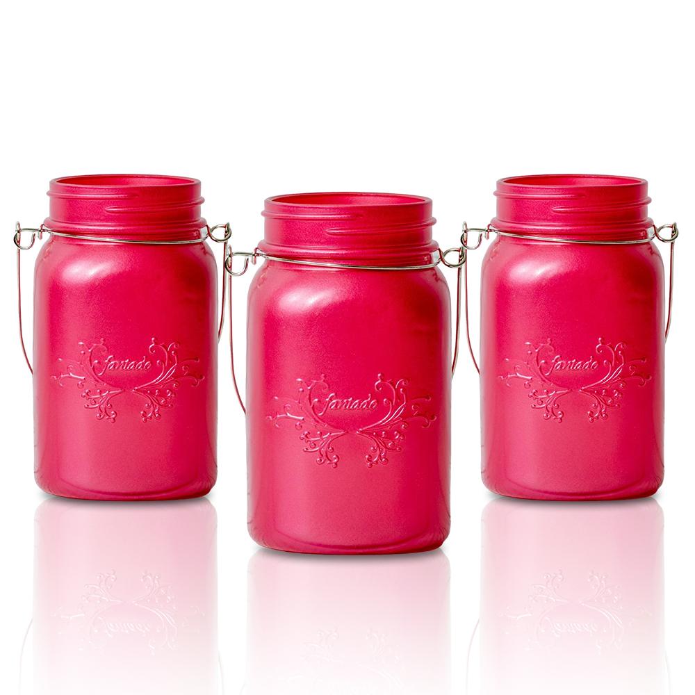  SINGLE Fantado Regular Mouth Frosted Fuchsia / Hot Pink Color Mason Jar w/ Handle, 16oz / 1 Pint - AsianImportStore.com - B2B Wholesale Lighting and Decor