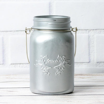 Fantado Regular Mouth Matte Silver Mason Jar w/ Handle, 16oz / 1 Pint - AsianImportStore.com - B2B Wholesale Lighting and Decor