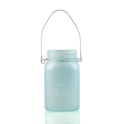 Fantado Regular Mouth Frozen Blue Mason Jar Luminaria Light w/ Hanging Cool White Fairy LED Kit - AsianImportStore.com - B2B Wholesale Lighting and Decor