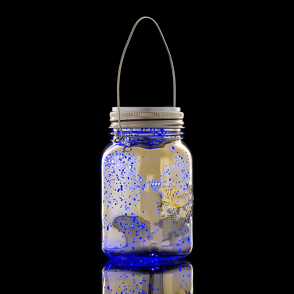  Fantado Regular Mouth Gold Mercury Glass Mason Jar w/ Hanging Blue LED Fairy Light Kit (Battery Powered) - AsianImportStore.com - B2B Wholesale Lighting and Decor