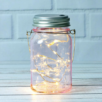 Fantado Regular Mouth Light Pink Mason Jar w/ Hanging Warm White LED Fairy Light Kit (Battery Powered) - AsianImportStore.com - B2B Wholesale Lighting and Decor