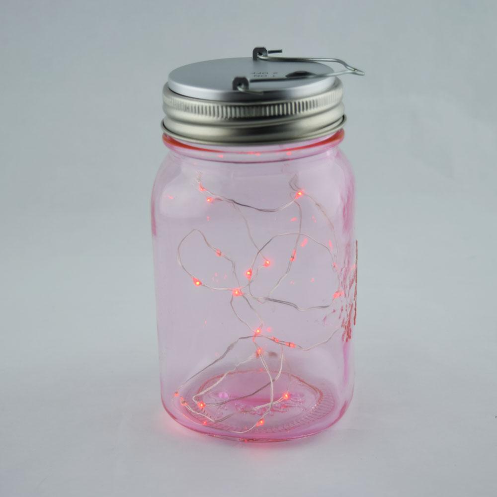 Fantado Regular Mouth Light Pink Mason Jar Light w/ Hanging Red Fairy LED Kit - AsianImportStore.com - B2B Wholesale Lighting & Decor since 2002