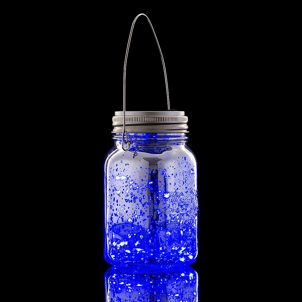  Fantado Regular Mouth Silver Mercury Glass Mason Jar w/ Hanging Blue LED Fairy Light Kit (Battery Powered) - AsianImportStore.com - B2B Wholesale Lighting and Decor