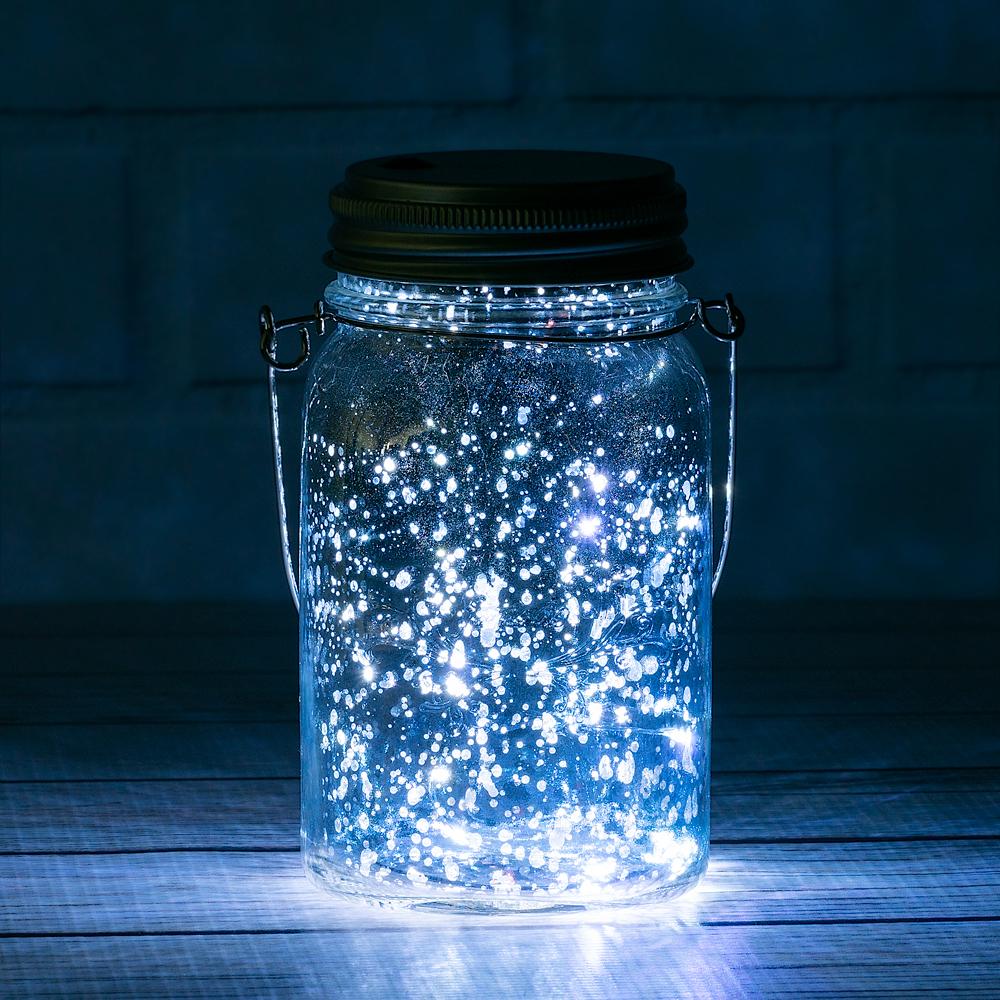  Fantado Regular Mouth Silver Mercury Glass Mason Jar w/ Hanging White LED Fairy Light Kit (Battery Powered) - AsianImportStore.com - B2B Wholesale Lighting and Decor