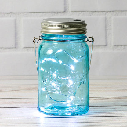 Fantado Regular Mouth Water Blue Mason Jar w/ Hanging White LED Fairy Light Kit (Battery Powered) - AsianImportStore.com - B2B Wholesale Lighting and Decor