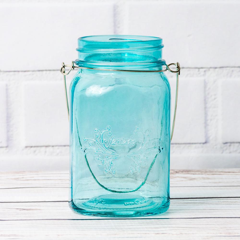 (24-Pack Master Case) Fantado Regular Mouth Water Blue Mason Jar with Handle, 16oz / 1 Pint - AsianImportStore.com - B2B Wholesale Lighting and Decor