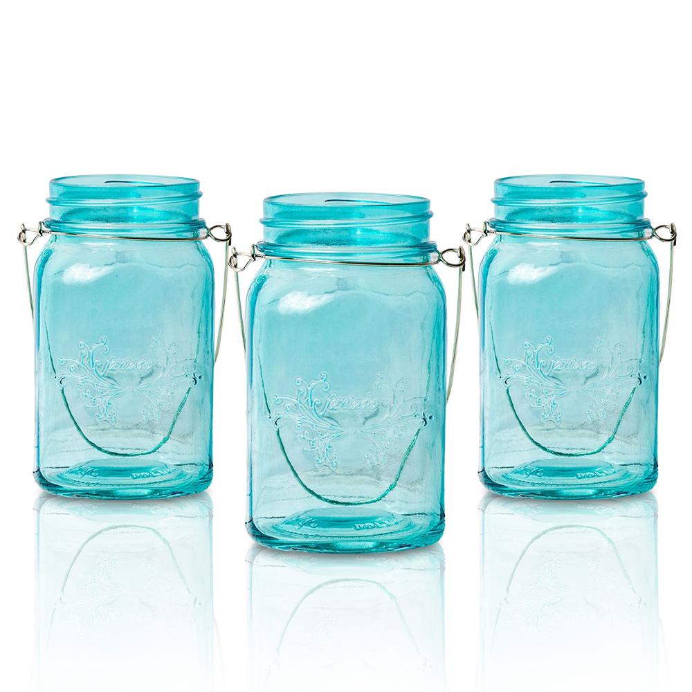 SINGLE Fantado Regular Mouth Water Blue Mason Jar with Handle, 16oz / 1 Pint - AsianImportStore.com - B2B Wholesale Lighting and Decor