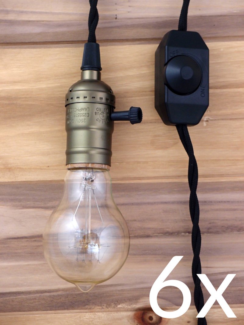 BULK PACK (6) Single Copper Socket Pendant Light Lamp Cord Kits w/ Dimmer Switch (11FT, Black Cloth) - AsianImportStore.com - B2B Wholesale Lighting and Decor