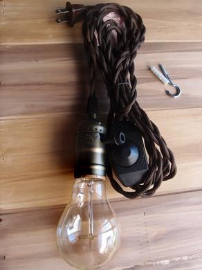 BULK PACK (10) Single Copper Socket Pendant Light Lamp Cord Kits w/ Dimmer Switch (11FT, Brown Cloth) - AsianImportStore.com - B2B Wholesale Lighting and Decor
