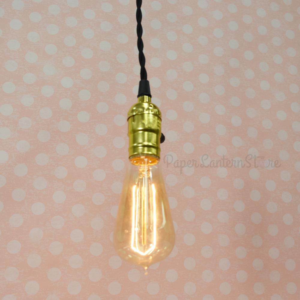Single Gold Socket Vintage-Style Pendant Light Cord w/ Dimmer Switch Switch, 11 FT Twisted Black Cloth Cord - Electrical Swag Light Kit (50 PACK) - AsianImportStore.com - B2B Wholesale Lighting and Décor