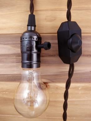 Single Black Pearl Socket Vintage-Style Pendant Light Cord w/ Dimmer Switch Switch, 11 FT Twisted Brown Cloth Cord - Electrical Swag Light Kit - AsianImportStore.com - B2B Wholesale Lighting and Decor