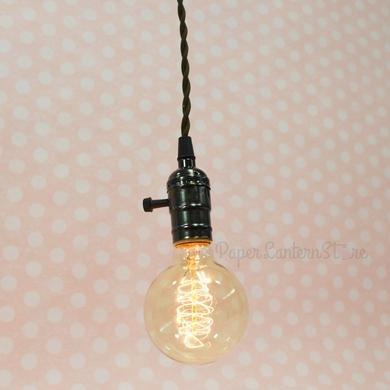 BULK PACK (10) Single Pearl Black Socket Pendant Light Lamp Cord Kits w/ Dimmer Switch (11FT, Brown Cloth) - AsianImportStore.com - B2B Wholesale Lighting and Decor