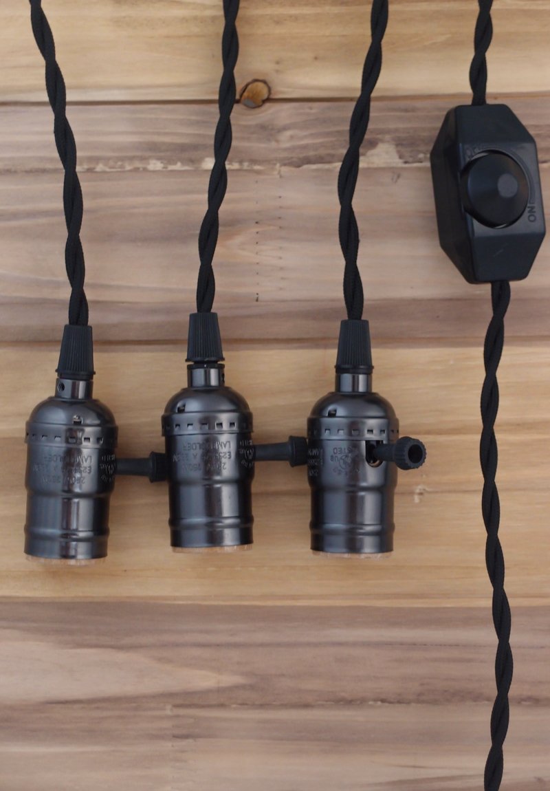 BULK COMBO Triple Pearl Black Socket Pendant Light Lamp Cord Combo Kits w/ ST64 Edison Bulbs, Dimmer Switch (17FT, Black Cloth) - AsianImportStore.com - B2B Wholesale Lighting and Decor