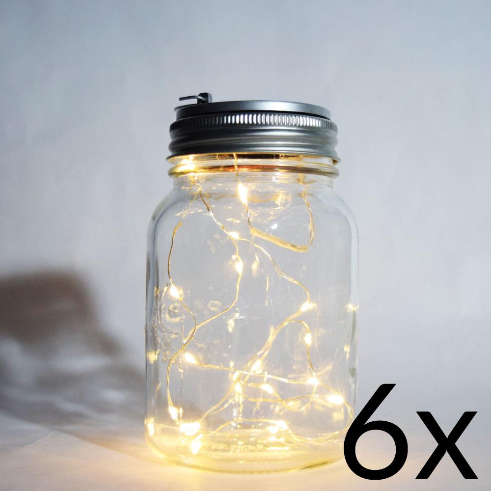 BULK PACK (6) Fantado Wide Mouth Clear Mason Jar Lights w/ Hanging Warm White Fairy LED Kit - AsianImportStore.com - B2B Wholesale Lighting and Decor