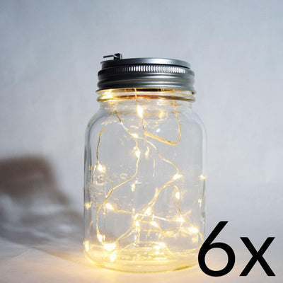 BULK PACK (6) Fantado Wide Mouth Clear Mason Jar Lights w/ Hanging Warm White Fairy LED Kit - AsianImportStore.com - B2B Wholesale Lighting and Decor