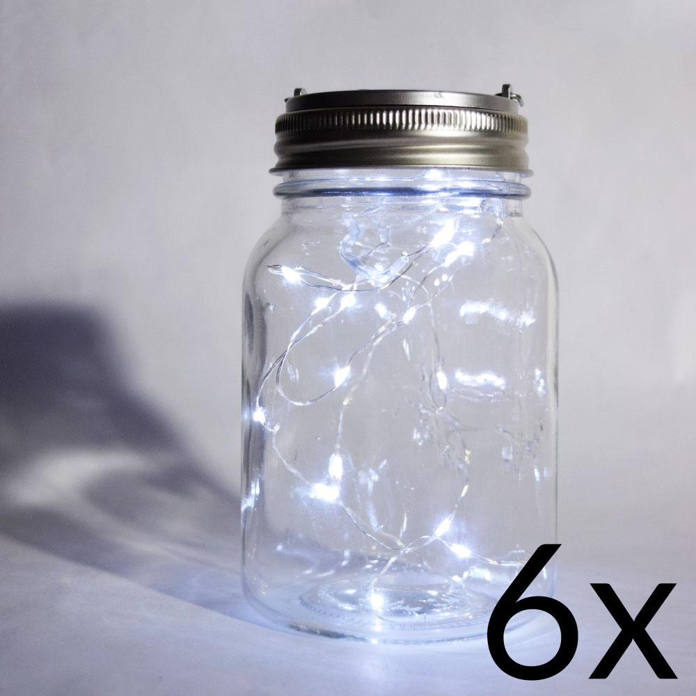 BULK PACK (6) Fantado Wide Mouth Clear Mason Jar Lights w/ Hanging Cool White Fairy LED Kit - AsianImportStore.com - B2B Wholesale Lighting and Decor