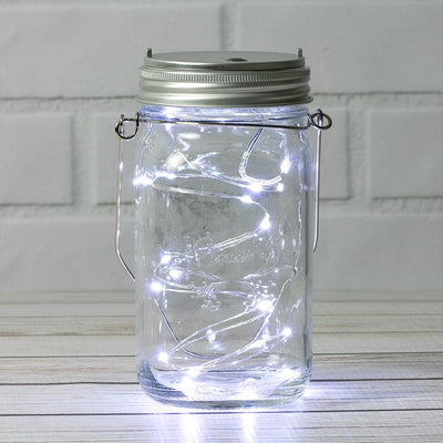 Fantado Wide Mouth Clear Mason Jar w/ Hanging Cool White LED Fairy Light Kit (Battery Powered) - AsianImportStore.com - B2B Wholesale Lighting and Decor