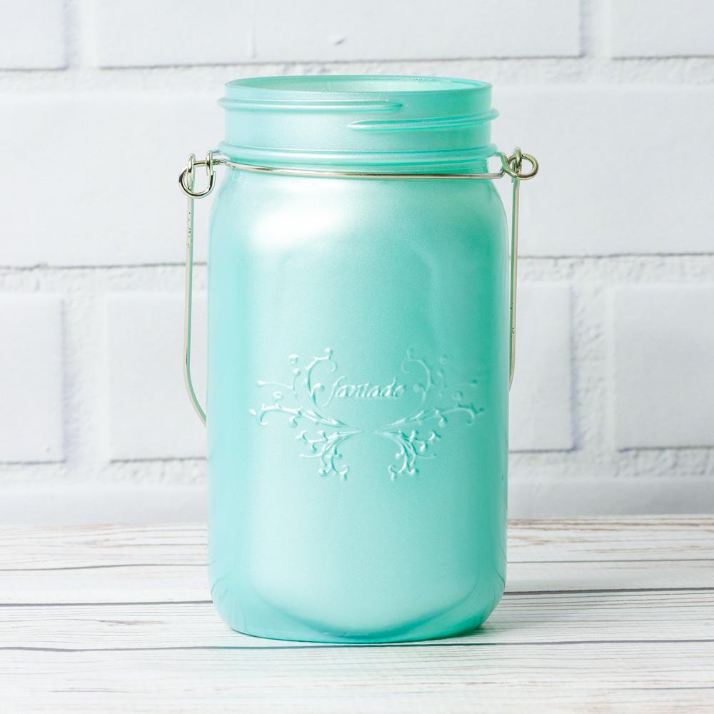 (24-Pack Master Case) Fantado Wide Mouth Frosted Frozen Blue Color Mason Jar w/ Handle, 32oz - AsianImportStore.com - B2B Wholesale Lighting and Decor