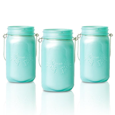 (24-Pack Master Case) Fantado Wide Mouth Frosted Frozen Blue Color Mason Jar w/ Handle, 32oz - AsianImportStore.com - B2B Wholesale Lighting and Decor