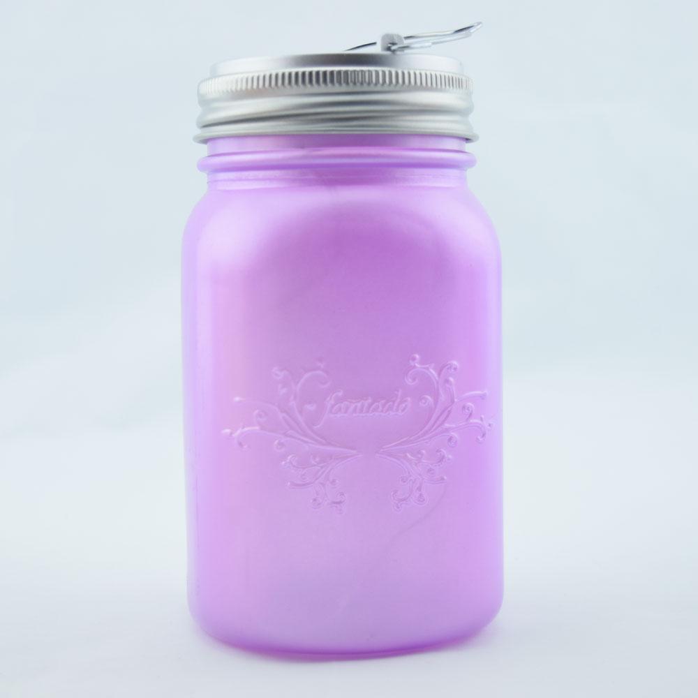 Fantado Wide Mouth Frosted Lavender Mason Jar Luminaria Light w/ Hanging Warm White Fairy LED Kit - AsianImportStore.com - B2B Wholesale Lighting and Decor