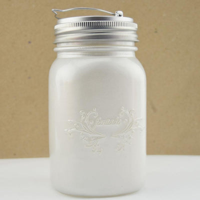 Fantado Wide Mouth Frosted Pearl White Mason Jar Luminaria Light w/ Hanging Red Fairy LED Kit - AsianImportStore.com - B2B Wholesale Lighting and Decor