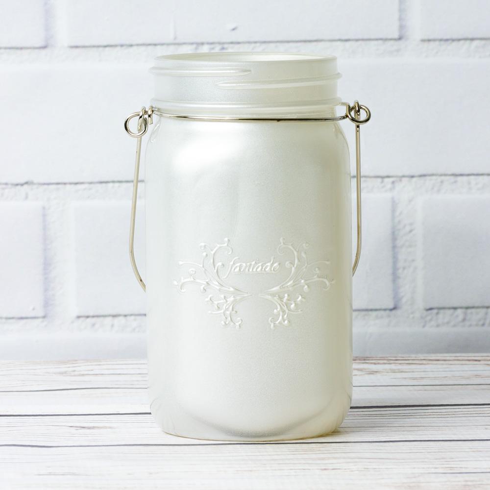 (24-Pack Master Case) Fantado Wide Mouth Frosted Pearl White Color Mason Jar w/ Handle, 32oz - AsianImportStore.com - B2B Wholesale Lighting and Decor