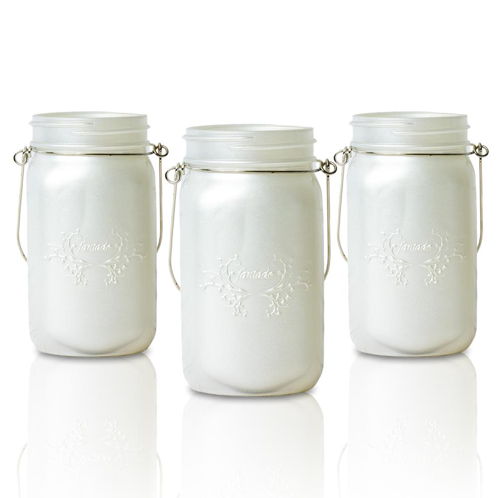 (24-Pack Master Case) Fantado Wide Mouth Frosted Pearl White Color Mason Jar w/ Handle, 32oz - AsianImportStore.com - B2B Wholesale Lighting and Decor
