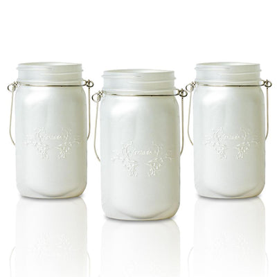 (24-Pack Master Case) Fantado Wide Mouth Frosted Pearl White Color Mason Jar w/ Handle, 32oz - AsianImportStore.com - B2B Wholesale Lighting and Decor