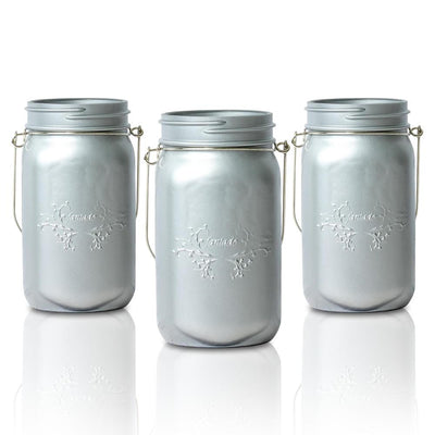 (24-Pack Master Case) Fantado Wide Mouth Matte Silver Mason Jar w/ Handle, 32oz - AsianImportStore.com - B2B Wholesale Lighting and Decor