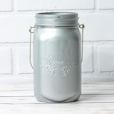 SINGLE Fantado Wide Mouth Matte Silver Mason Jar w/ Handle, 32oz - AsianImportStore.com - B2B Wholesale Lighting and Decor